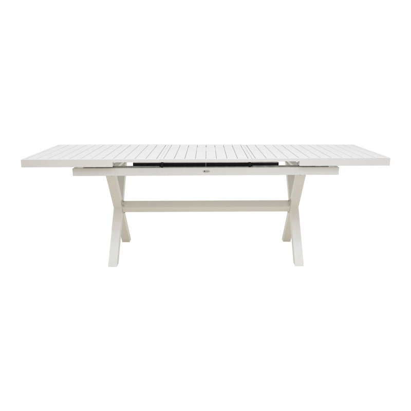 Dining set Dagyn Noevo set 7pcs white aluminum with PE rope in natural shade 180-240x90x76cm