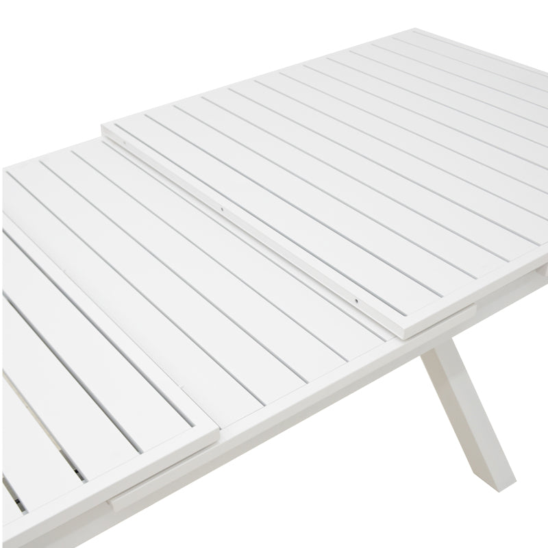 Dining set Dagyn Noevo set 7pcs white aluminum with PE rope in natural shade 180-240x90x76cm