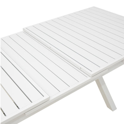 Dining set Dagyn Noevo set 7pcs white aluminum with PE rope in natural shade 180-240x90x76cm