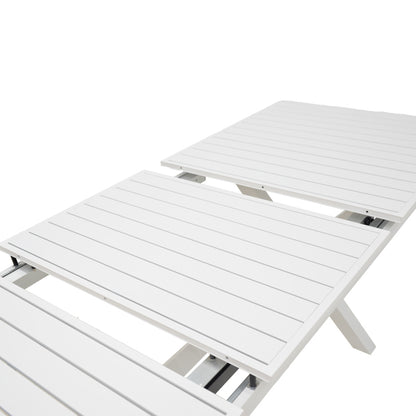 Dining set Dagyn Noevo set 7pcs white aluminum with PE rope in natural shade 180-240x90x76cm