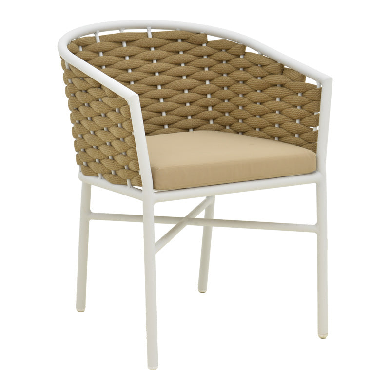 Dining set Dagyn Noevo set 7pcs white aluminum with PE rope in natural shade 180-240x90x76cm