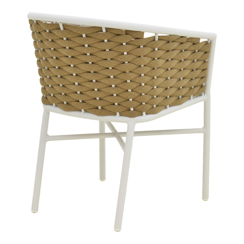 Dining set Dagyn Noevo set 7pcs white aluminum with PE rope in natural shade 180-240x90x76cm