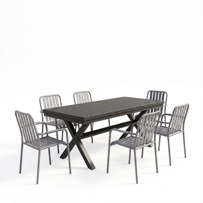 Dining set Dagyn Vista set 7pcs anthracite aluminum 180-240x90x76cm