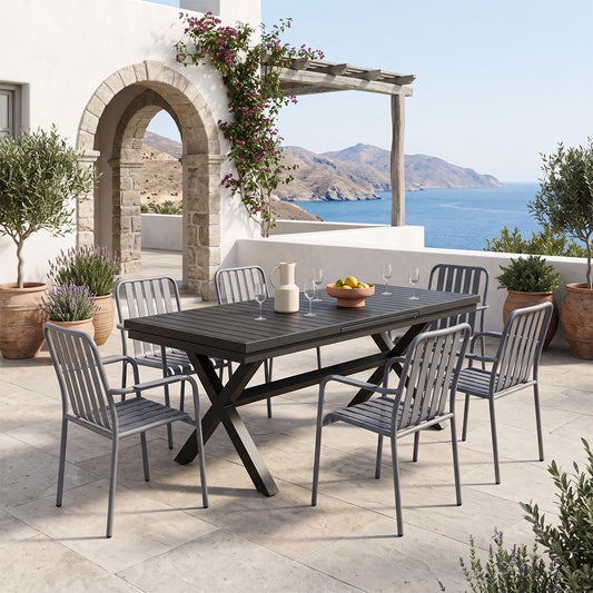 Dining set Dagyn Vista set 7pcs anthracite aluminum 180-240x90x76cm