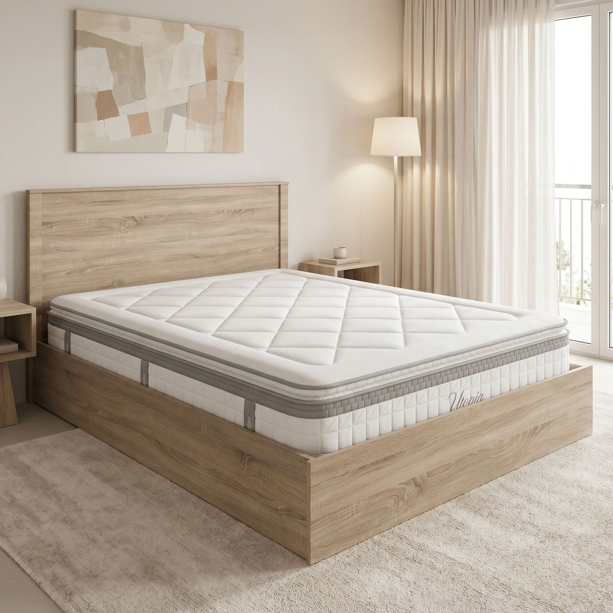 Bed with mattress Athos Utopia sonoma 160x200cm