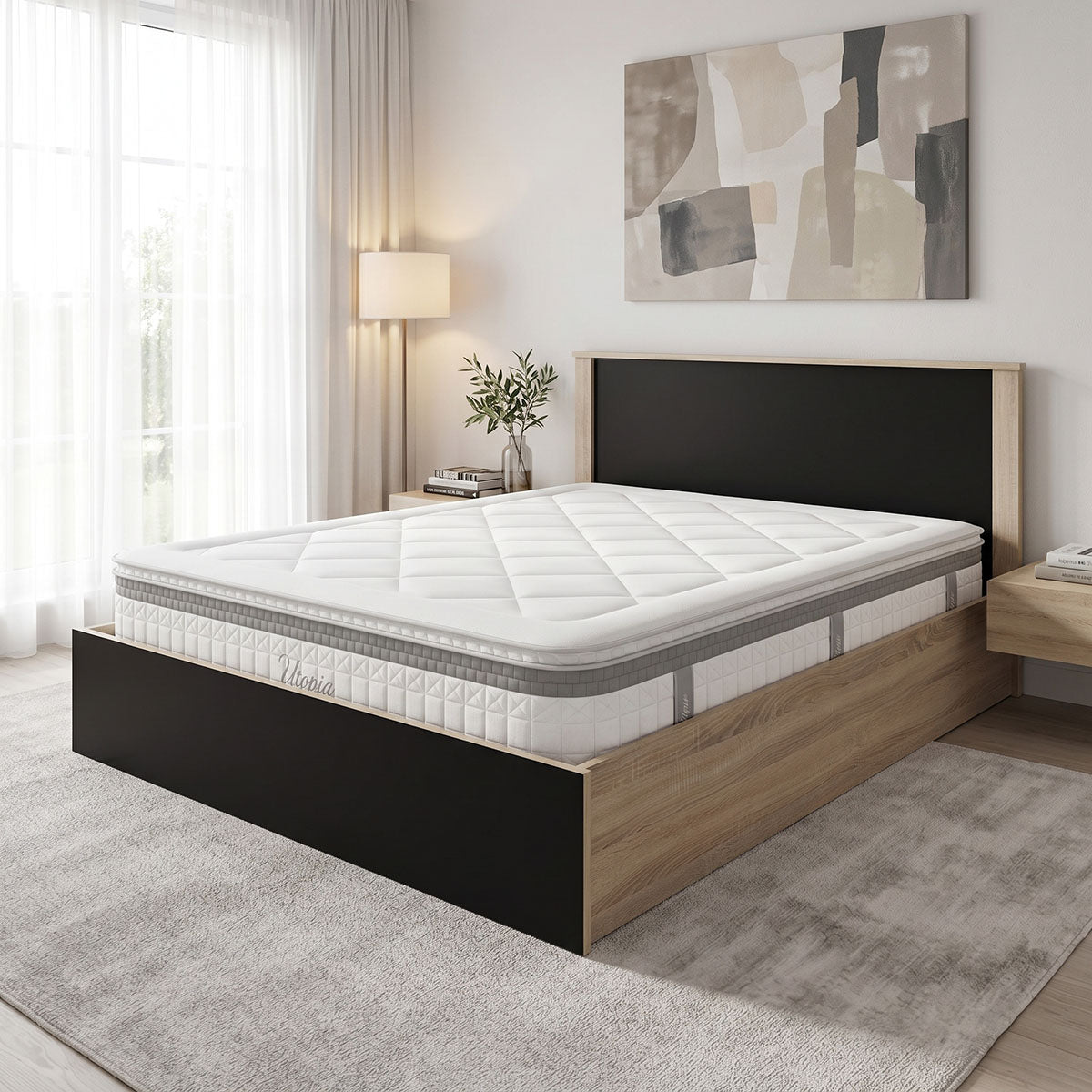 Bed with mattress Athos Utopia sonoma and anthracite 160x200cm