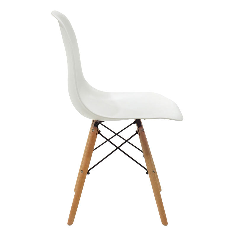 Julita dining set with White Chairs and Antoro glass table with metal frame in natural finish Ø80x75cm 5-piece Set