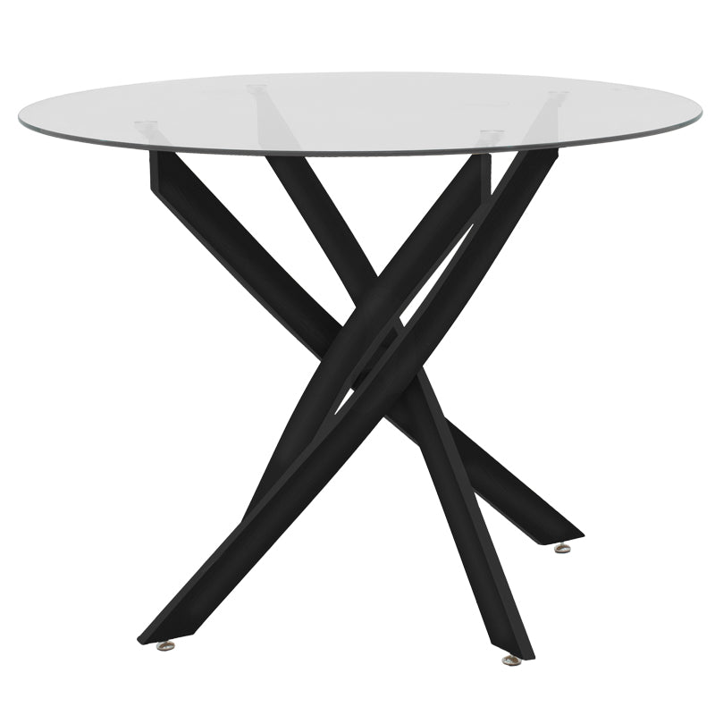 Dining Set with Julita Chairs black and Antoro Table glass with black metal Φ100x75cm Set 5pcs