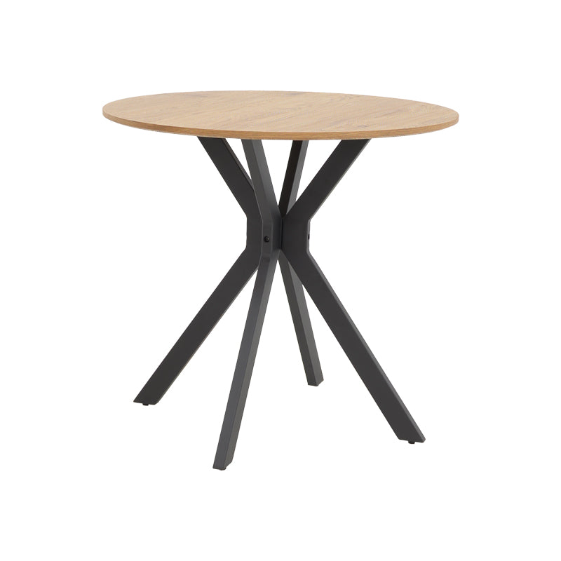 Julita dining set with brown Chairs and Xuson table in natural finish Ø80x75cm 5-piece Set