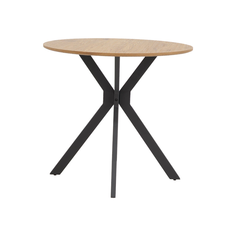 Julita dining set with brown Chairs and Xuson table in natural finish Ø80x75cm 5-piece Set