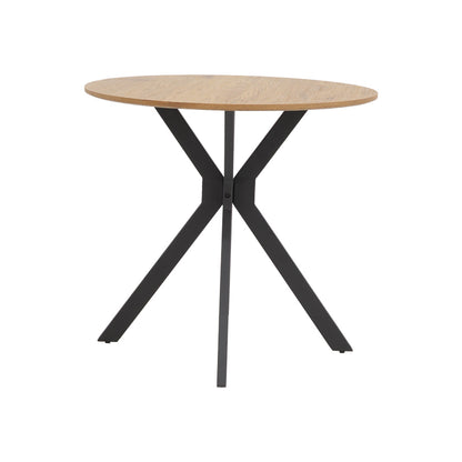 Julita dining set with brown Chairs and Xuson table in natural finish Ø80x75cm 5-piece Set