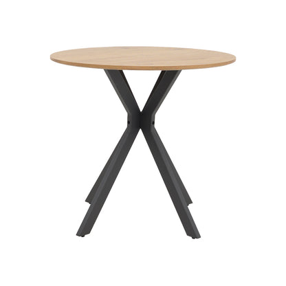 Julita dining set with brown Chairs and Xuson table in natural finish Ø80x75cm 5-piece Set