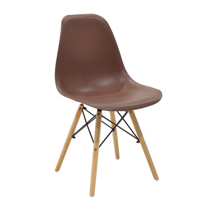 Julita dining set with brown Chairs and Xuson table in natural finish Ø80x75cm 5-piece Set