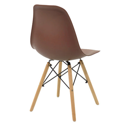 Julita dining set with brown Chairs and Xuson table in natural finish Ø80x75cm 5-piece Set