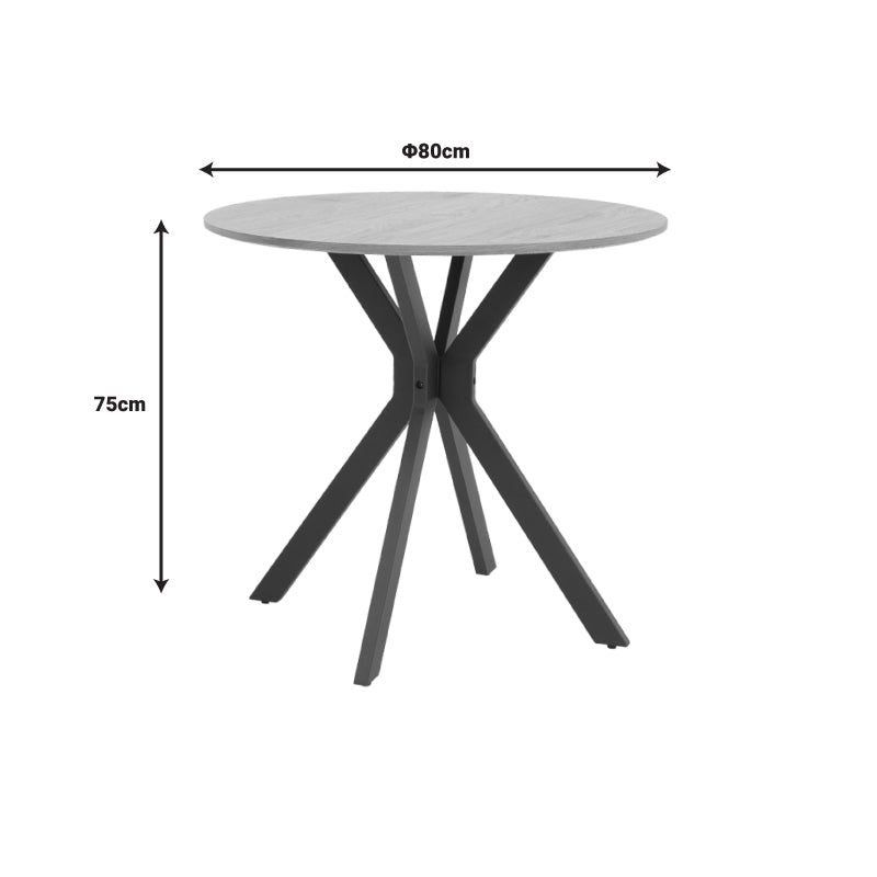 Dining set with Julita white Chairs and Xuson white table Ø80x75cm 5piece Set