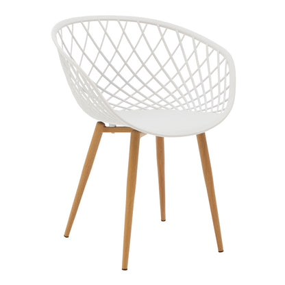 Dining set with Ezra white Armchairs and Xuson white table Ø80x75cm 5piece Set