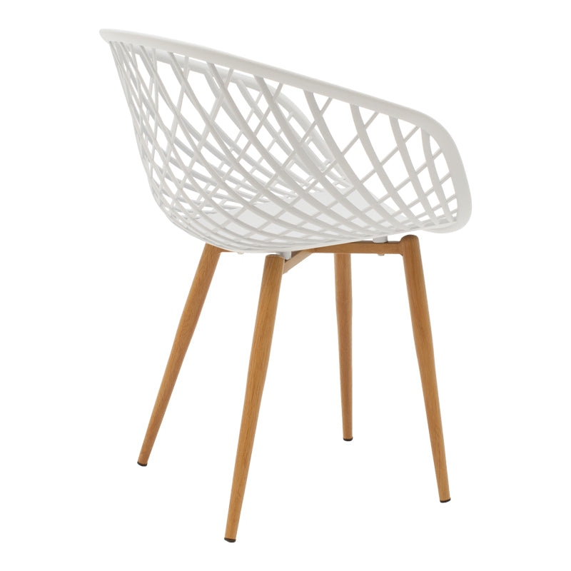 Dining set with Ezra white Armchairs and Xuson white table Ø80x75cm 5piece Set