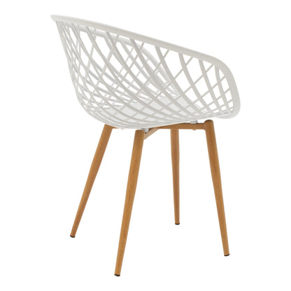 Dining set with Ezra white Armchairs and Xuson white table Ø80x75cm 5piece Set