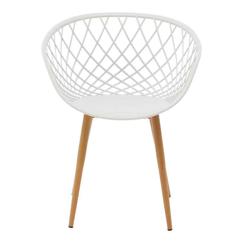 Dining set with Ezra white Armchairs and Xuson white table Ø80x75cm 5piece Set