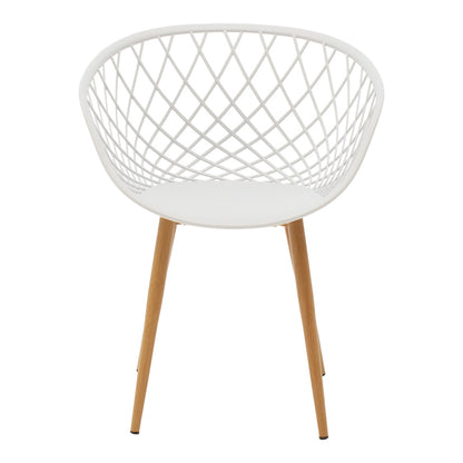 Dining set with Ezra white Armchairs and Xuson white table Ø80x75cm 5piece Set