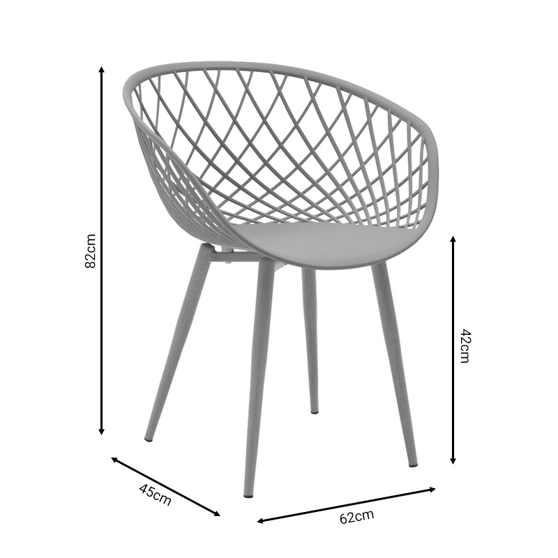 Dining set with Ezra white Armchairs and Xuson white table Ø80x75cm 5piece Set