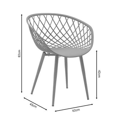 Dining set with Ezra white Armchairs and Xuson white table Ø80x75cm 5piece Set