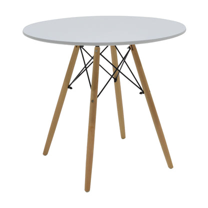 Dining Set with Julita Grey Chairs and Julita White Table Ø80x73cm Set of 5pcs