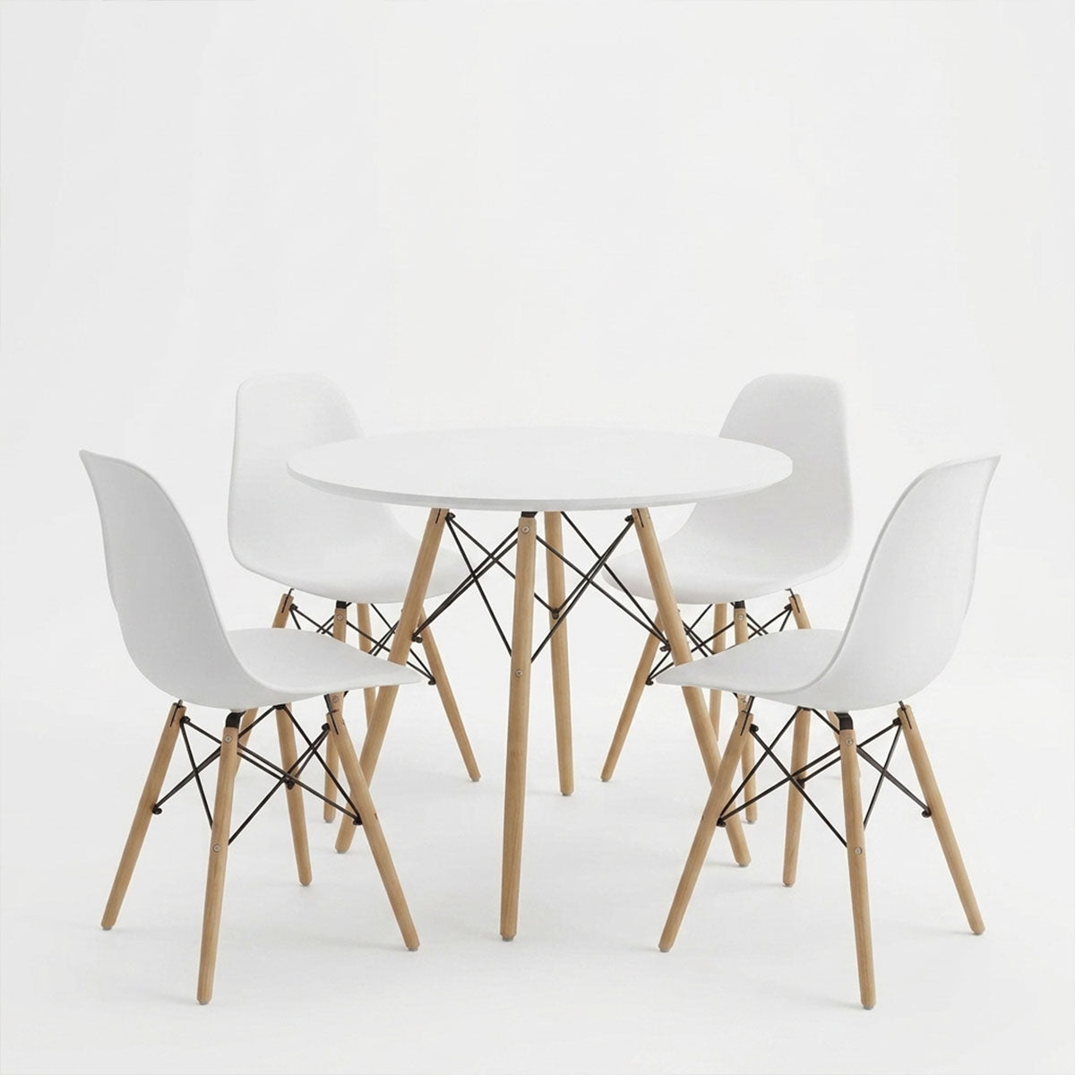 Dining Set with Julita White Chairs and Julita White Table Ø80x73cm Set of 5pcs