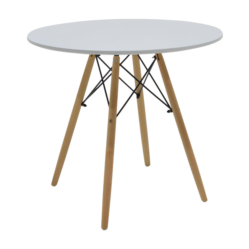 Dining Set with Ezra cappuccino Armchairs and Julita White Table Ø80x73cm Set of 5pcs