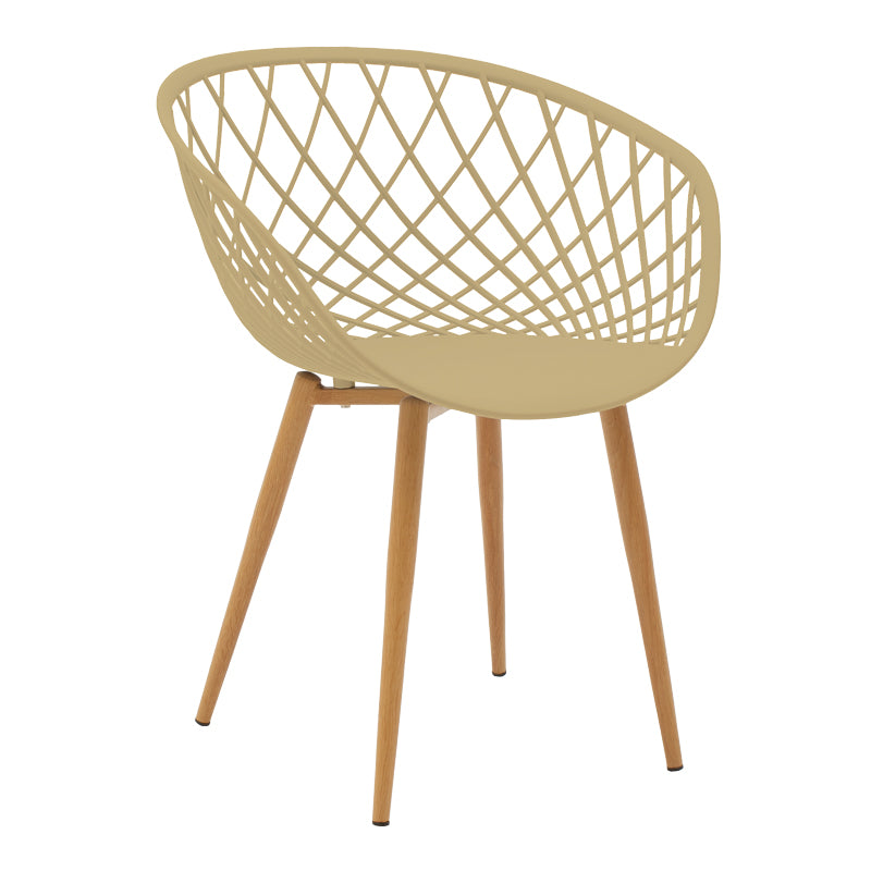 Dining Set with Ezra cappuccino Armchairs and Julita White Table Ø80x73cm Set of 5pcs