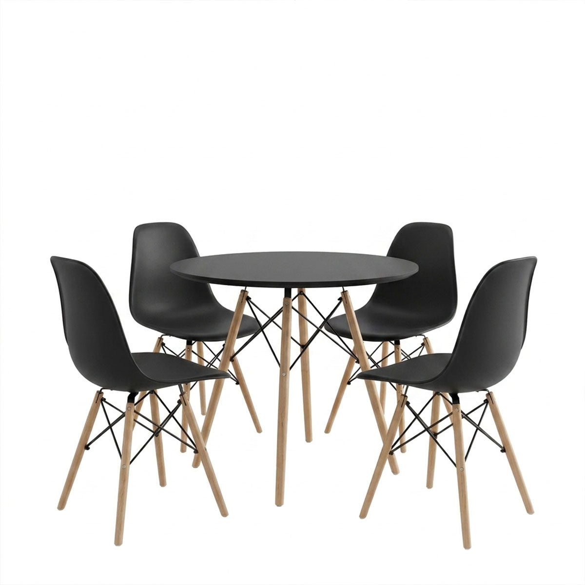 Dining Set with Julita Chairs black & Julita black Table Ø80x73cm 5Pieces