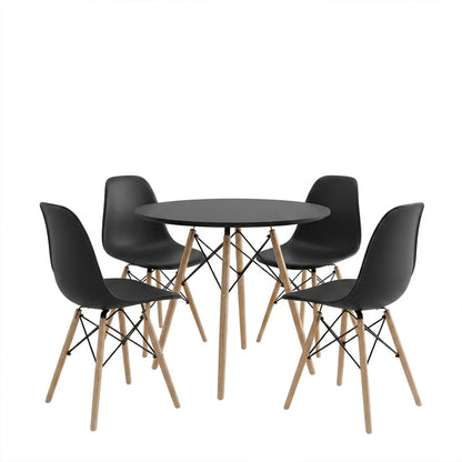 Dining Set with Julita Chairs black & Julita black Table Ø80x73cm 5Pieces