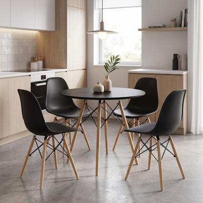 Dining Set with Julita Chairs black & Julita black Table Ø80x73cm 5Pieces