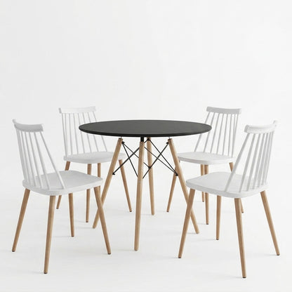 Dining Set with Aurora Chairs white & Julita black Table Ø80x73cm 5Pieces