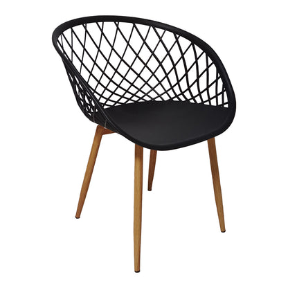Dining Set with Ezra Armchairs black and Julita Table Black Ø80x73cm Set of 5Pieces