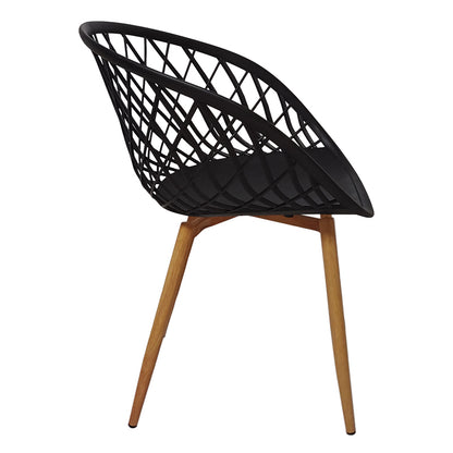 Dining Set with Ezra Armchairs black and Julita Table Black Ø80x73cm Set of 5Pieces