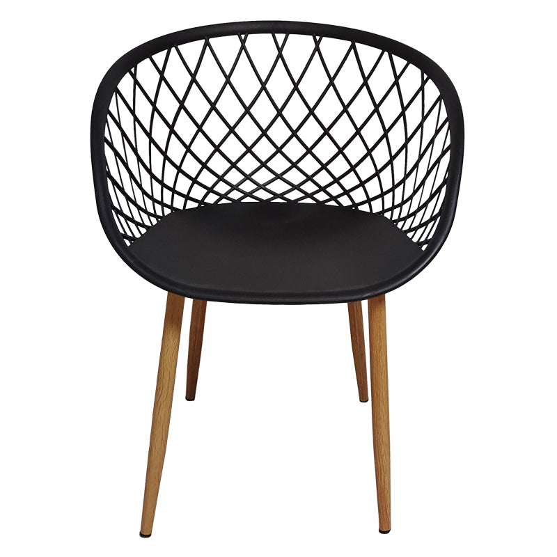 Dining Set with Ezra Armchairs black and Julita Table Black Ø80x73cm Set of 5Pieces