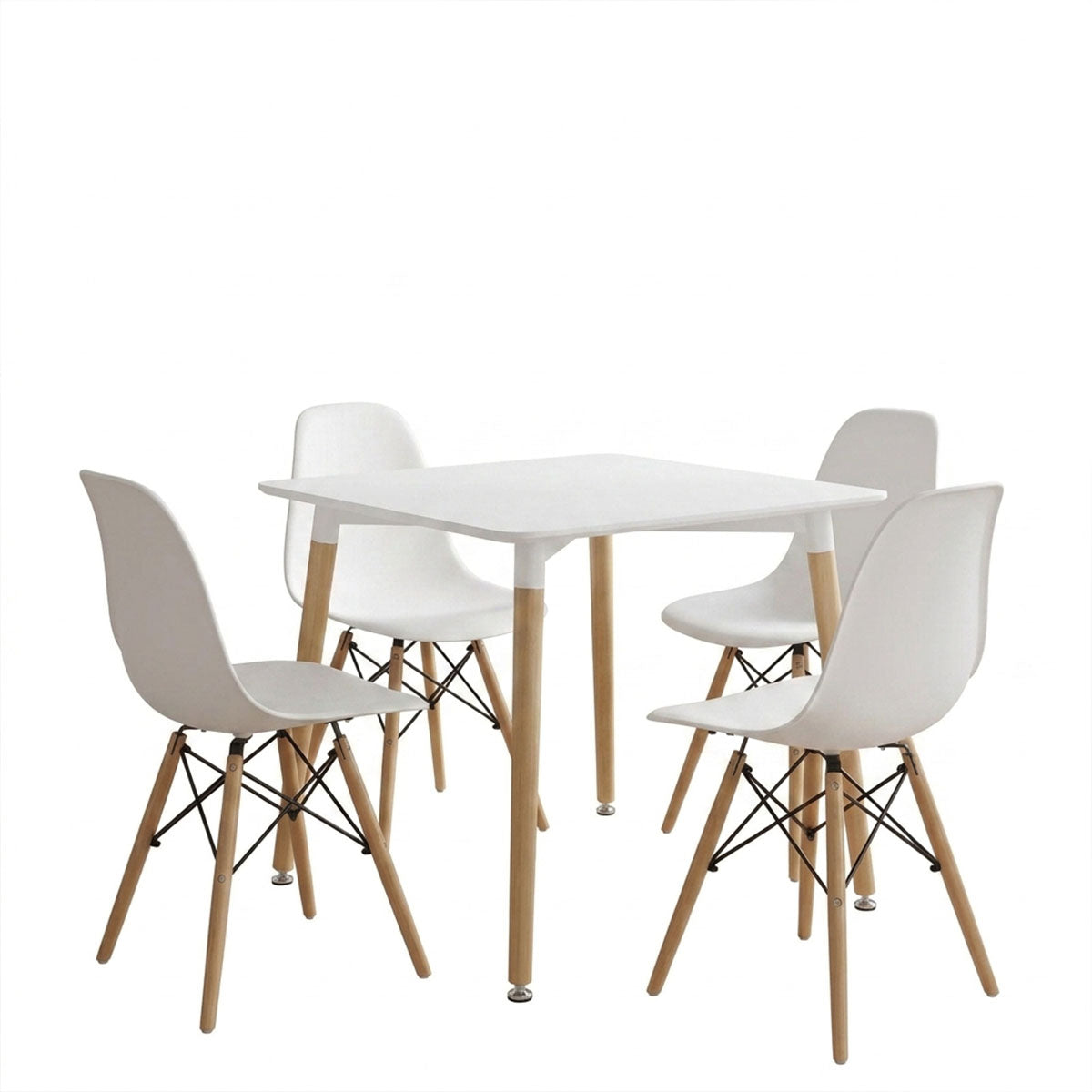 Dining Set with Chairs Julita White and Natali Table White 80x80x76cm Set of 5pcs