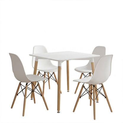 Dining Set with Chairs Julita White and Natali Table White 80x80x76cm Set of 5pcs