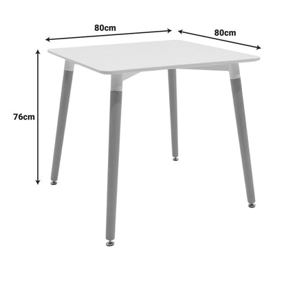Dining Set with Chairs Julita grey and Natali Table White 80x80x76cm Set of 5pcs