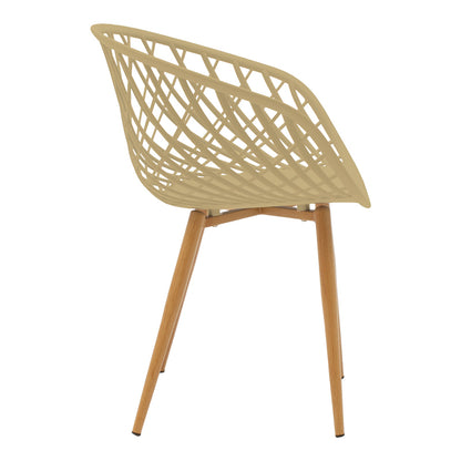 Dining Set with Armchairs Ezra cappucccino and Natali Table White 80x80x76cm Set of 5pcs