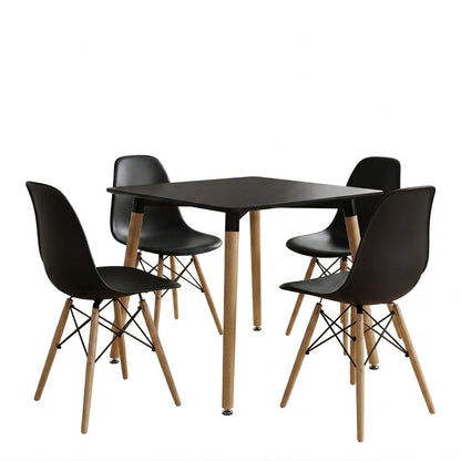Dining Set with Chairs Julita black Natali Table black 80x80x76cm Set of 5pcs