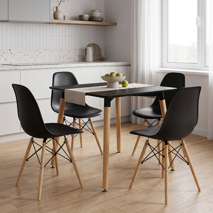 Dining Set with Chairs Julita black Natali Table black 80x80x76cm Set of 5pcs