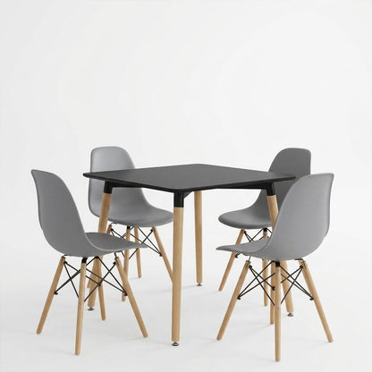 Dining Set with Chairs Julita grey Natali Table black 80x80x76cm Set of 5pcs