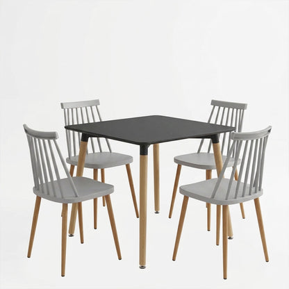 Dining Set with Chairs Aurora white Natali Table black 80x80x76cm Set of 5pcs