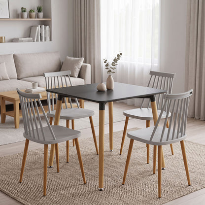 Dining Set with Chairs Aurora white Natali Table black 80x80x76cm Set of 5pcs