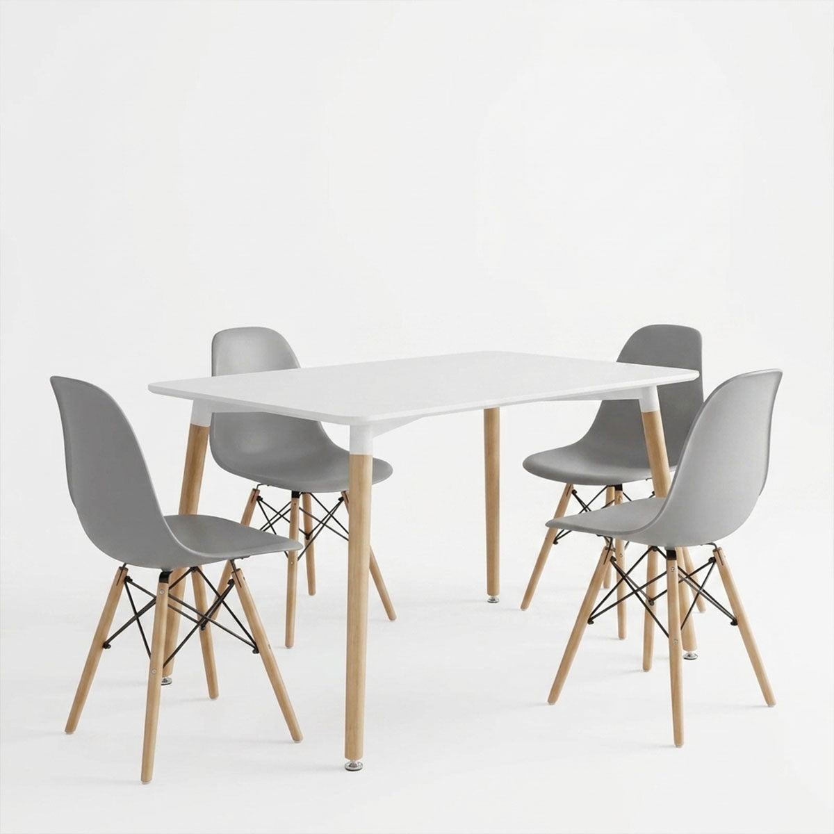 Dining Set with Chairs Julita grey Natali Table white 80x80x76cm Set of 5pcs
