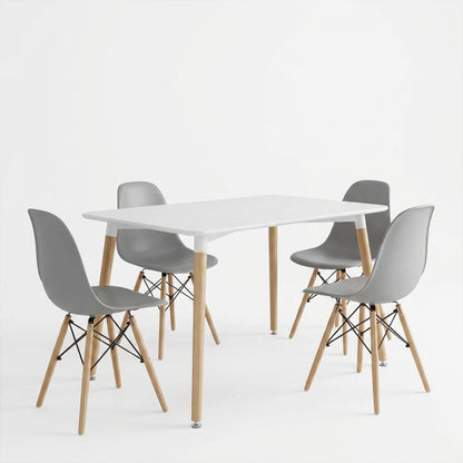 Dining Set with Chairs Julita grey Natali Table white 80x80x76cm Set of 5pcs