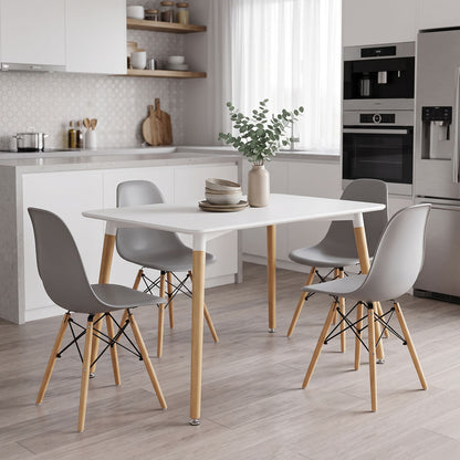 Dining Set with Chairs Julita grey Natali Table white 80x80x76cm Set of 5pcs