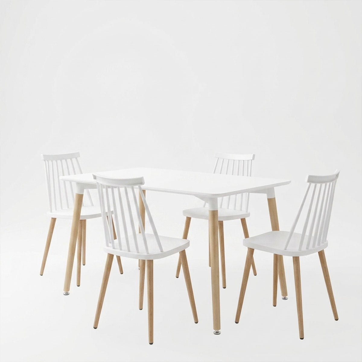Dining Set with Chairs Aurora white Natali Table white 80x80x76cm Set of 5pcs